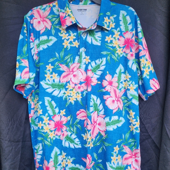 Mens Lands' End Polo Hawaiian shirt - Picture 3 of 5